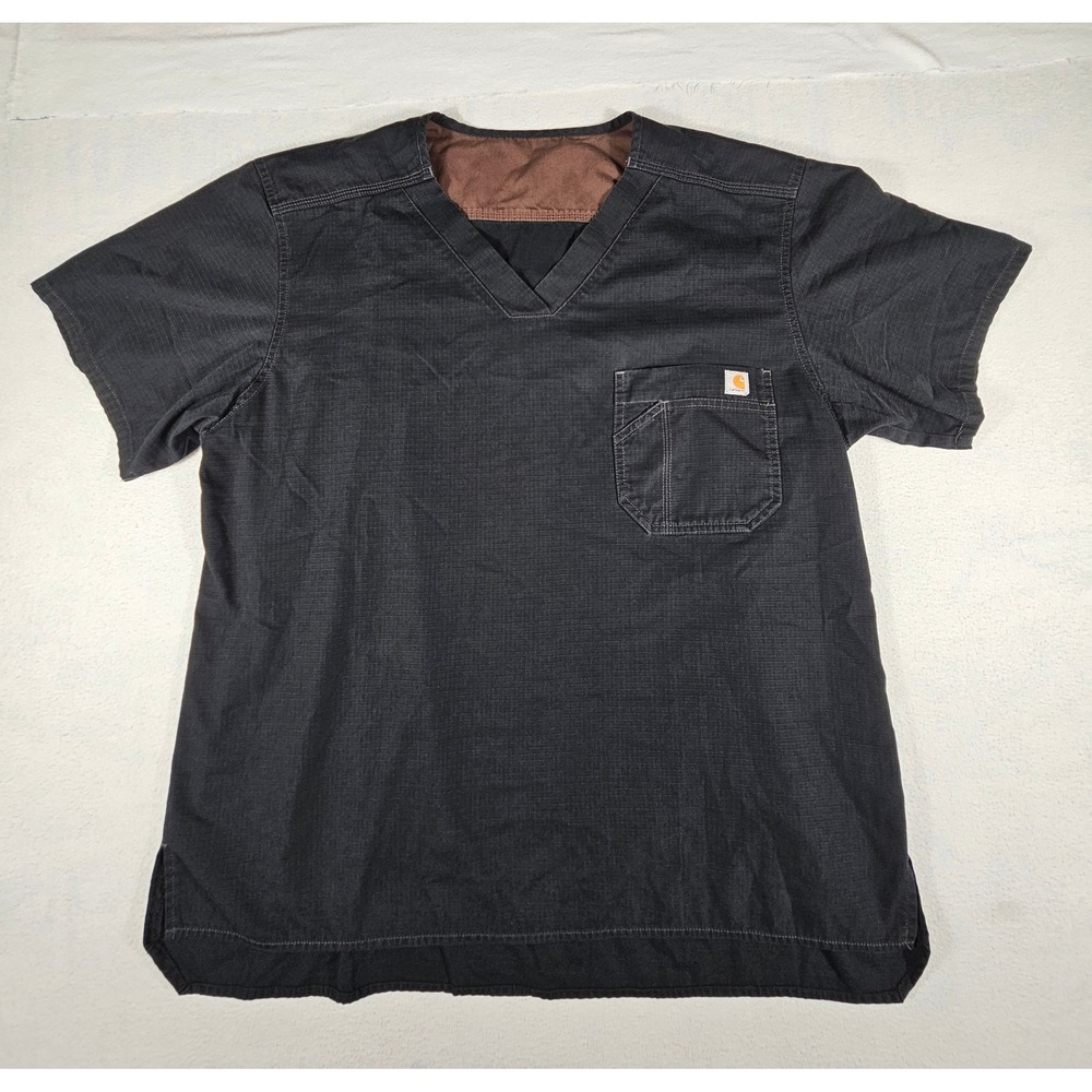 Carhartt‎ Force Mens Black Ripstop V-Neck Scrub Top C15108 Pocket Size XL